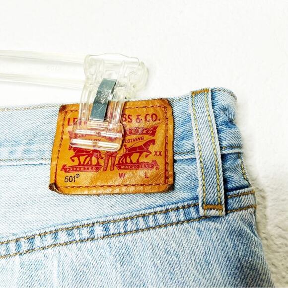 LEVI's 501 High Rise Raw Hem Rigid Denim Jeans Luxor Edge 32 Festival Music - Picture 7 of 9